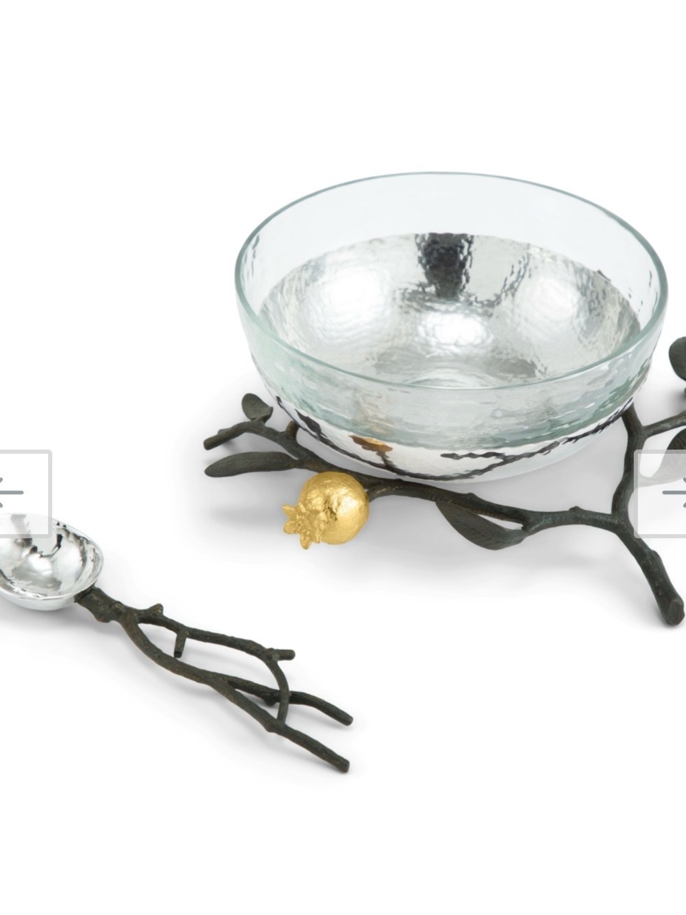 Michael Aram Silver Hammered Glass Bowl with Branch Stand